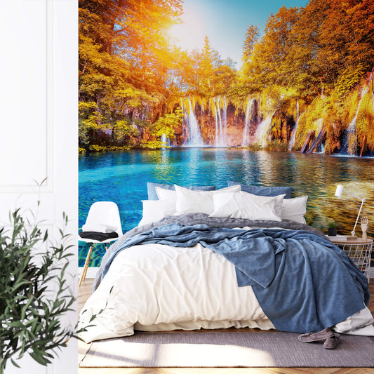 Waterfall and Lake In Croatia Tropical Scenery Wallpaper Mural  (W x H) 384 cm x 260 cm (151" x 102")