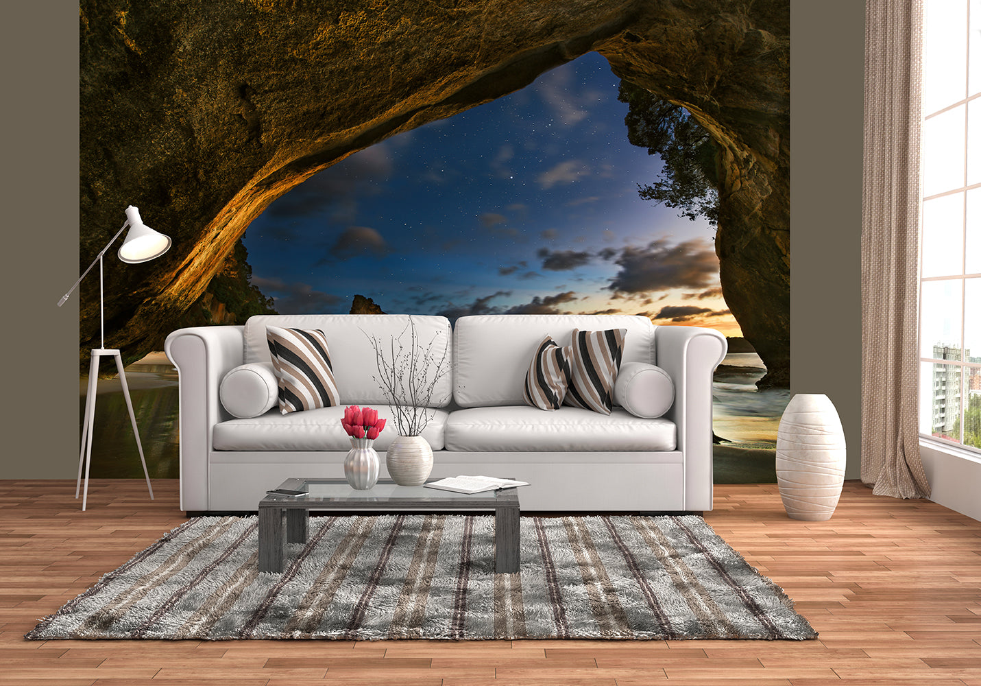 Cathedral Cove in New Zealand Nature Wallpaper Mural  (W x H) 384 cm x 260 cm (151" x 102")