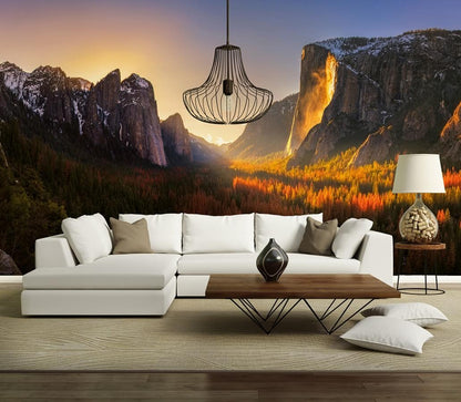 Sunrise in a Mountain Valley Yosemite National Park Nature Wallpaper Mural (W x H) 384 cm x 260 cm (151" x 102")