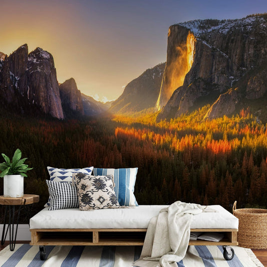 Sunrise in a Mountain Valley Yosemite National Park Nature Wallpaper Mural (W x H) 384 cm x 260 cm (151" x 102")