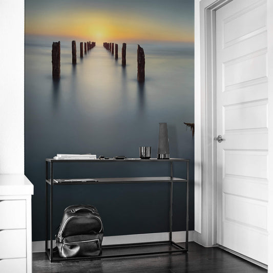 Sea Foggy Day Nature Wallpaper Mural (W x H) 384 cm x 260 cm (151" x 102")