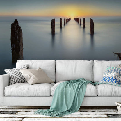 Sea Foggy Day Nature Wallpaper Mural (W x H) 384 cm x 260 cm (151" x 102")