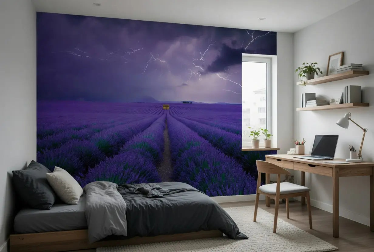 Field of Lavender Landscape Nature Wallpaper Mural (W x H) 384 cm x 260 cm (151" x 102")