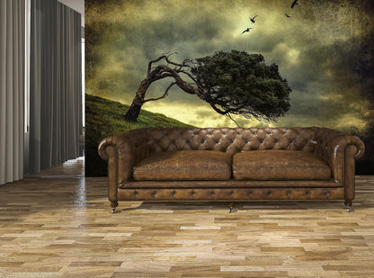 Lonely Vintage Tree Nature Wallpaper Mural (W x H) 384 cm x 260 cm (151" x 102")