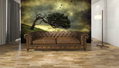 Lonely Vintage Tree Nature Wallpaper Mural (W x H) 384 cm x 260 cm (151" x 102")