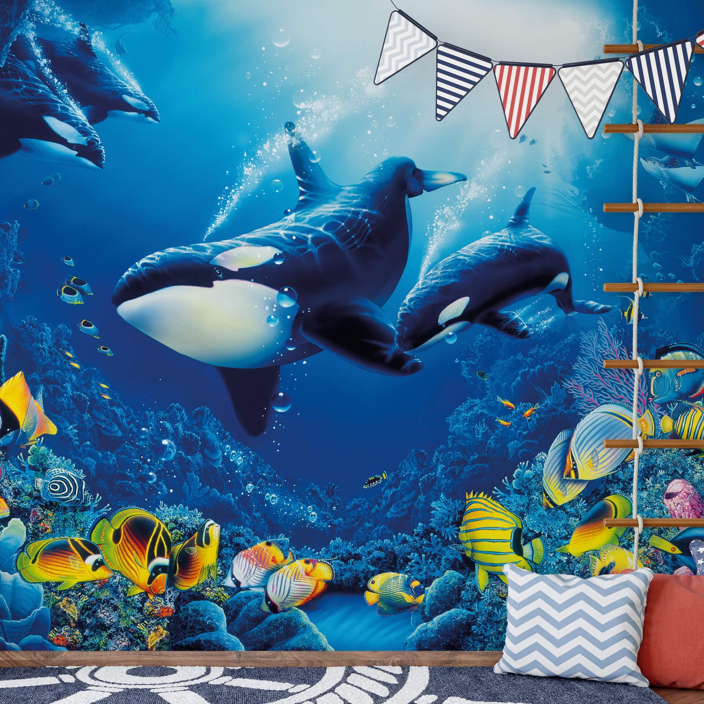 Delight of Life Underwater Whale Animal Wallpaper Mural  (W x H) 384 cm x 260 cm (151" x 102")