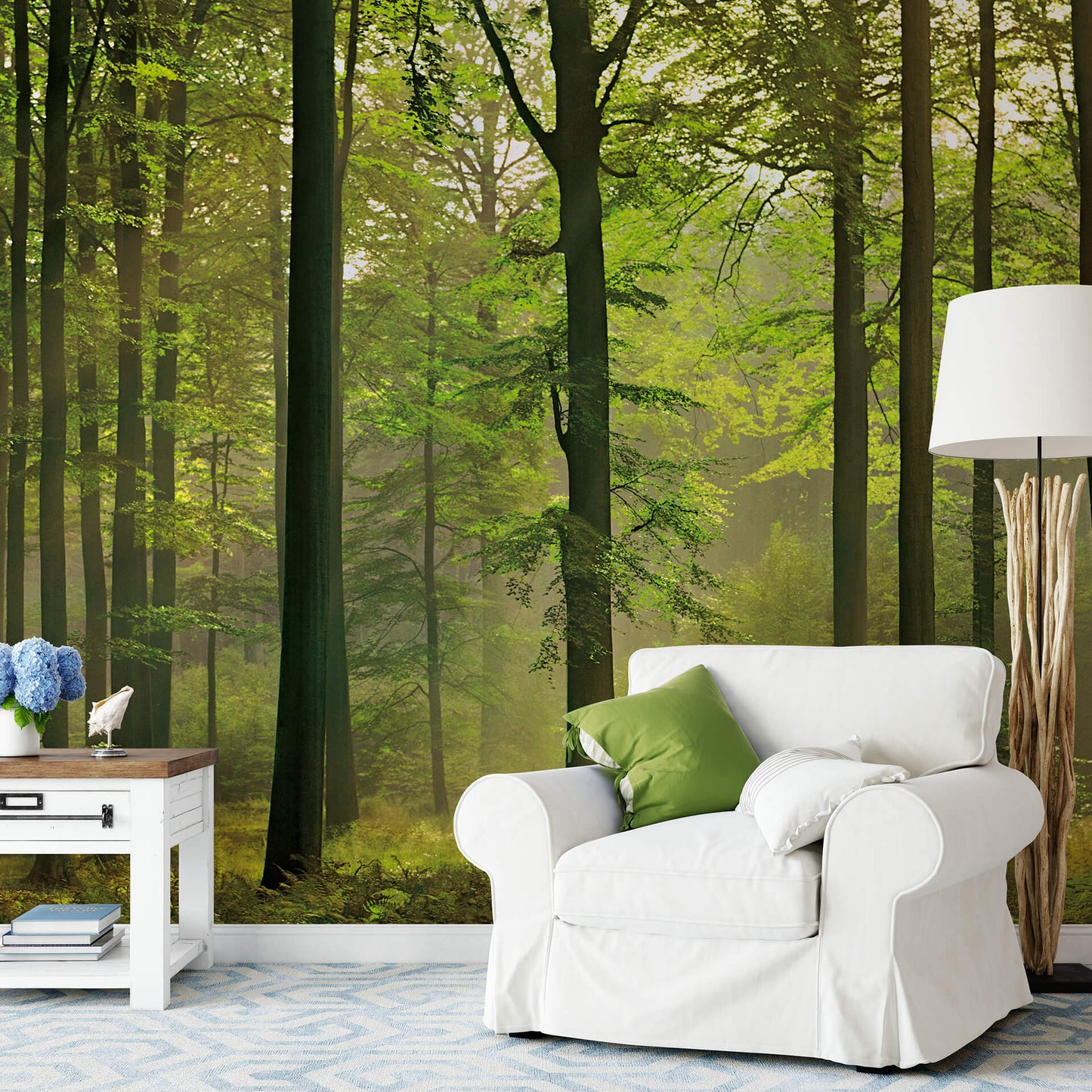 Green Autumn Forest Nature Wallpaper Mural  (W x H) 384 cm x 260 cm (151" x 102")