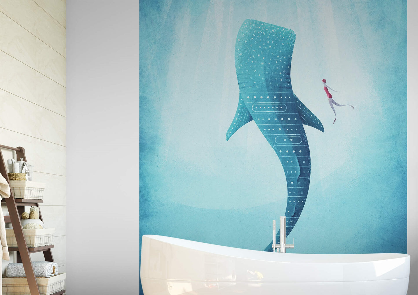 Whale Shark Art Animal Wallpaper Mural  (W x H) 192 cm x 260 cm (75" x 102")