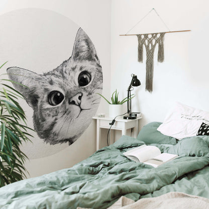 Curious Cat Animal Wallpaper Mural  (W x H) 192 cm x 260 cm (75" x 102")