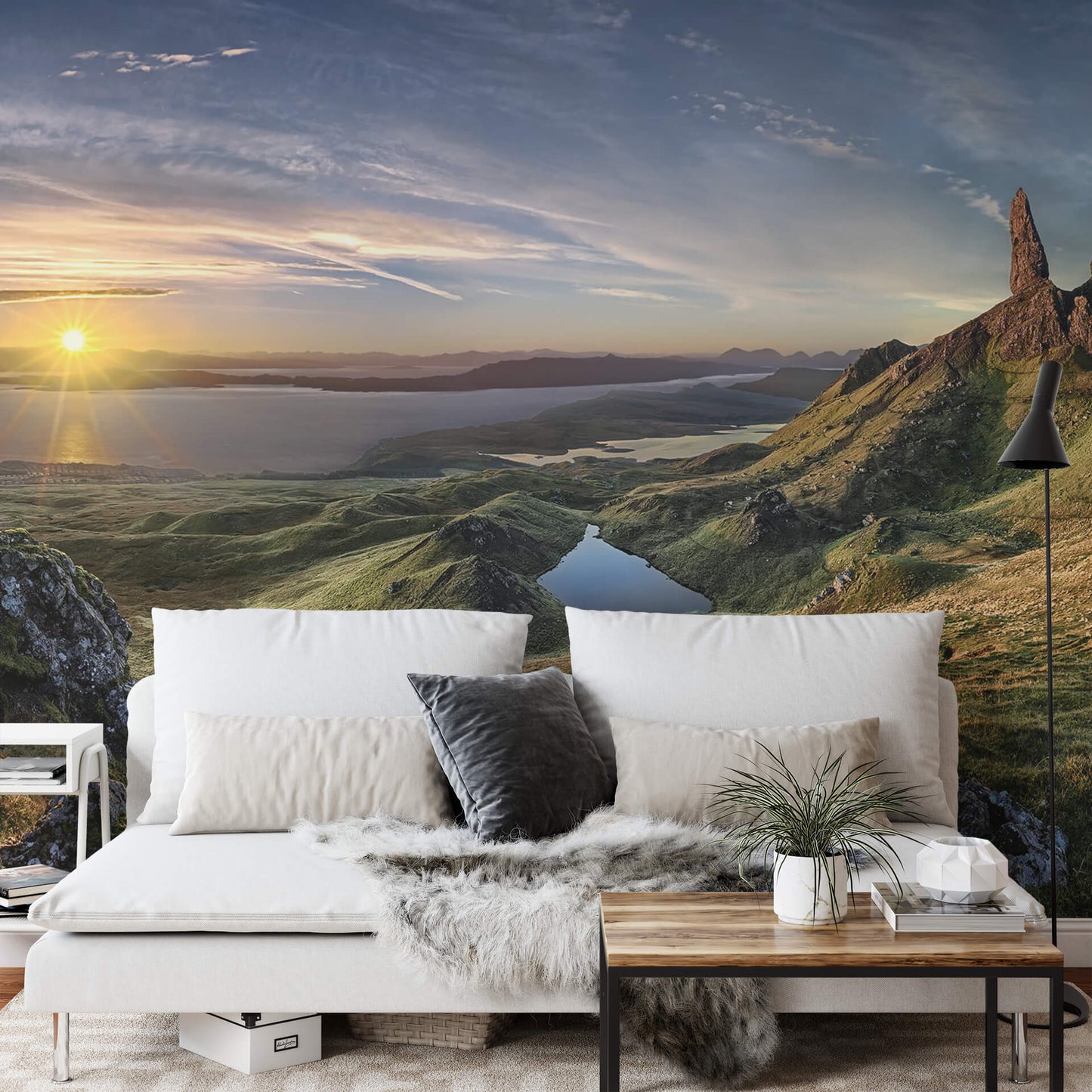 Mountains view The Old Man of Storr Nature Wallpaper Mural  (W x H) 384 cm x 260 cm (151" x 102")