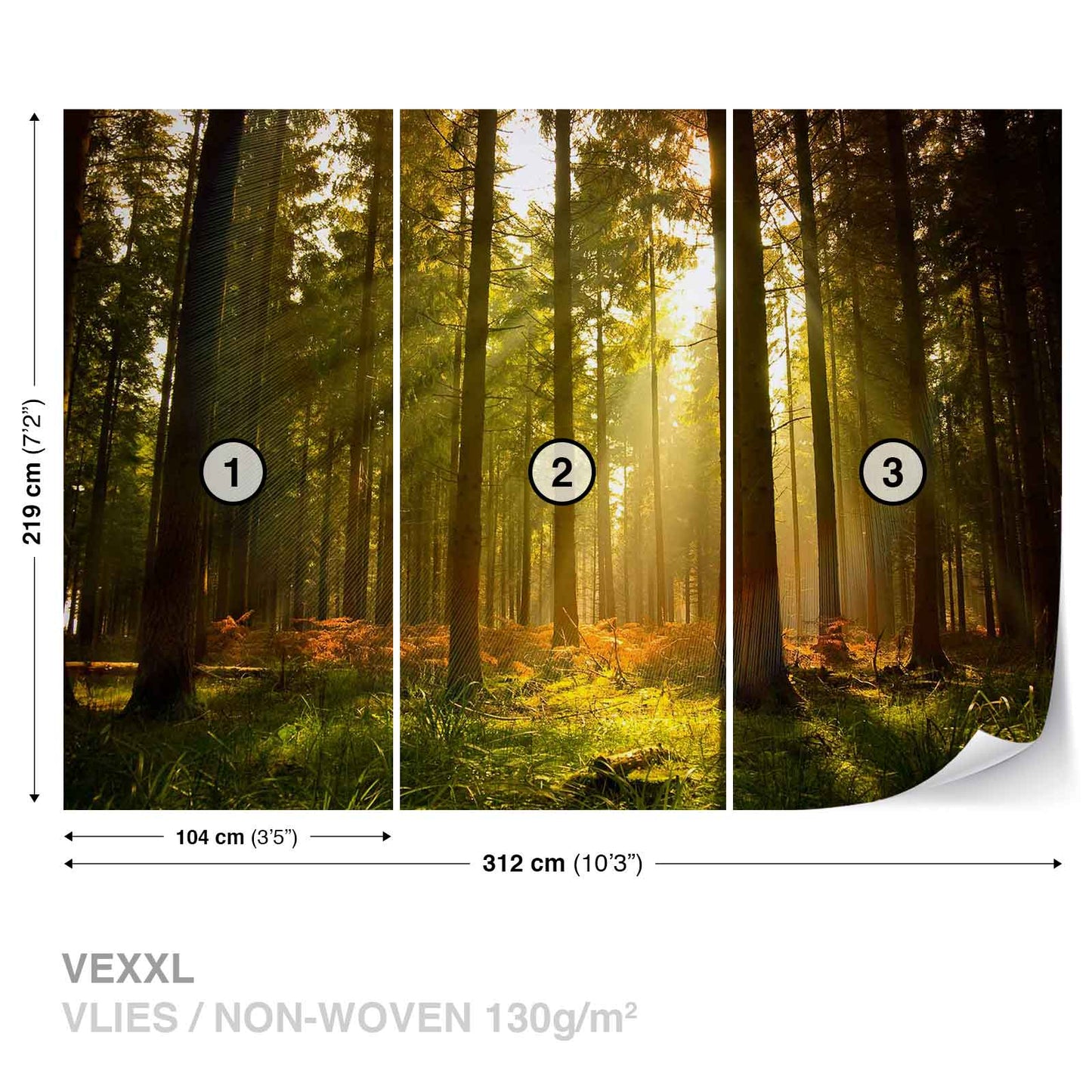 Green forest Scene Nature Non-woven Photo Wallpaper Size Selection