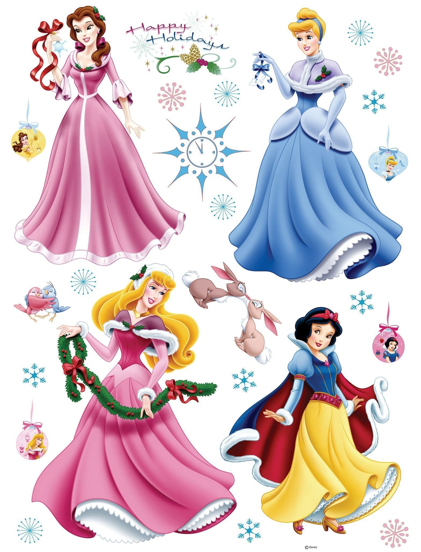 Disney Princess Snow White Cinderella Belle Aurora Wall Stickers Disney