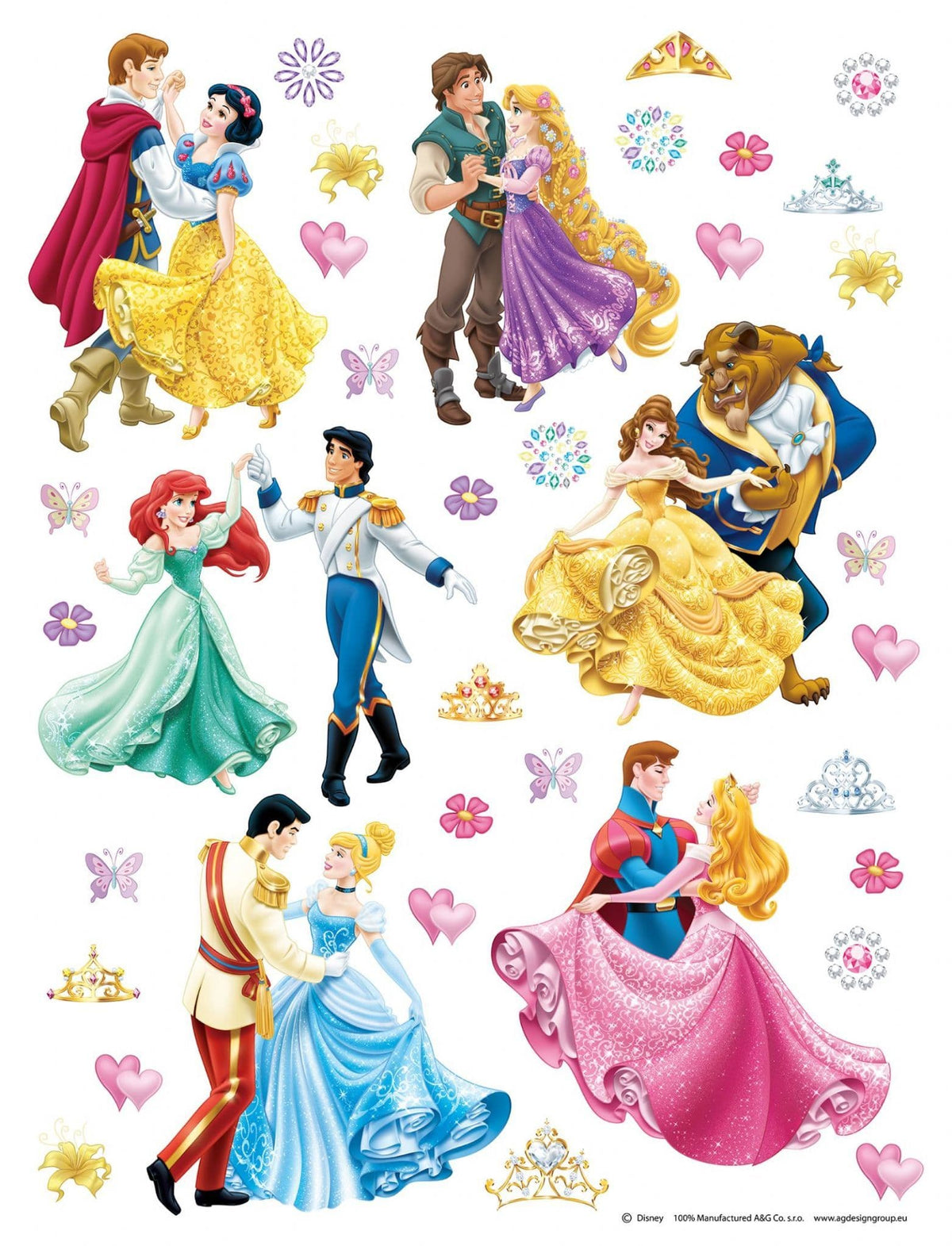 Disney Princess and the Prince Decals Set Wall Stickers Disney