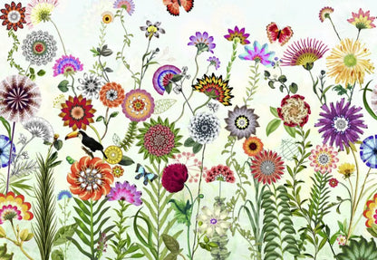 Abstract Flowers White Photo Wallpaper (W x H) 368cm x 254cm (144" x 100")