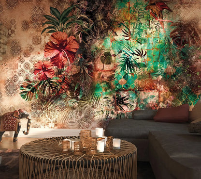 Indian Design Floral Abstract Photo Wallpaper (W x H) 368cm x 254cm (144" x 100")