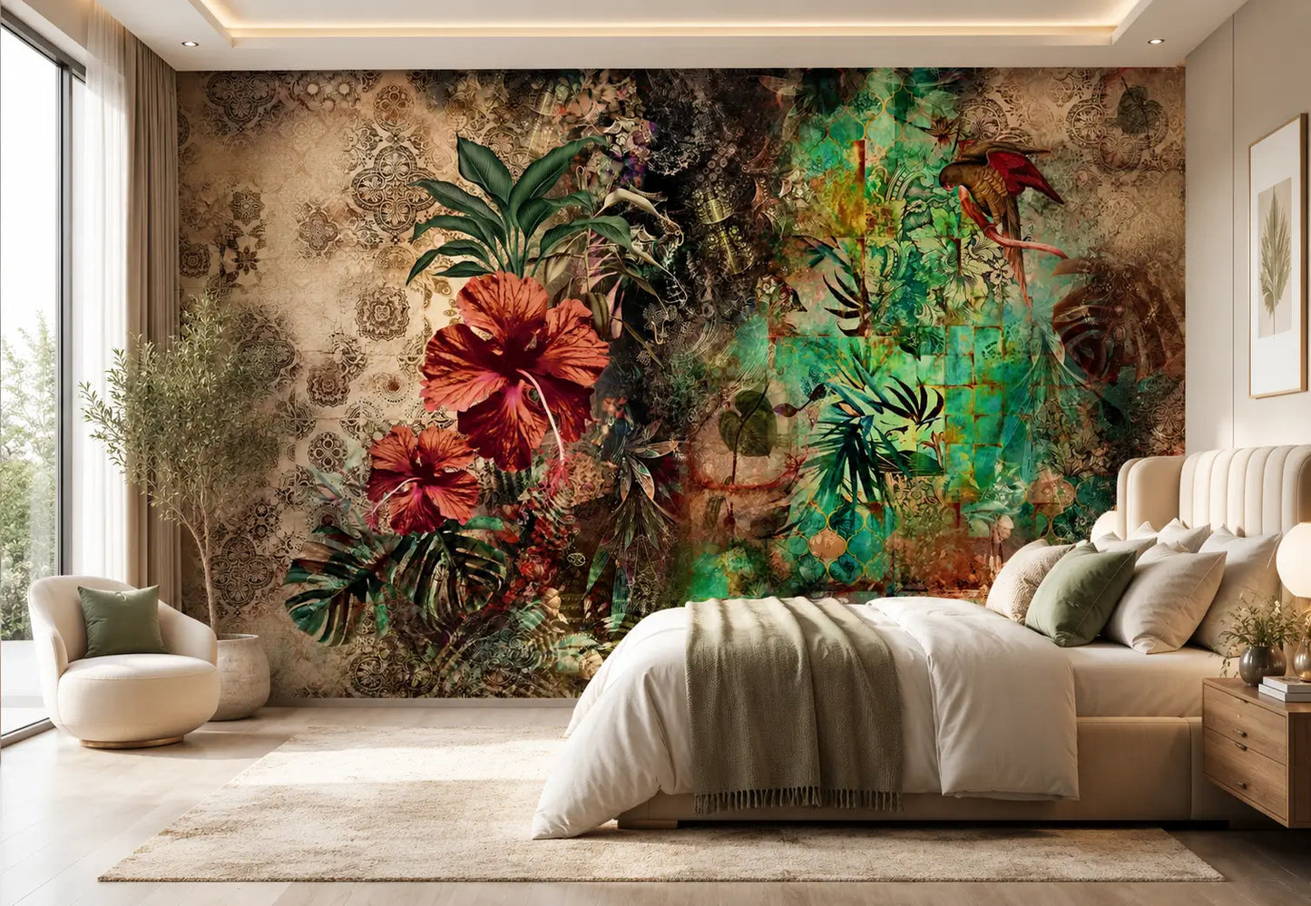 Indian Design Floral Abstract Photo Wallpaper (W x H) 368cm x 254cm (144" x 100")
