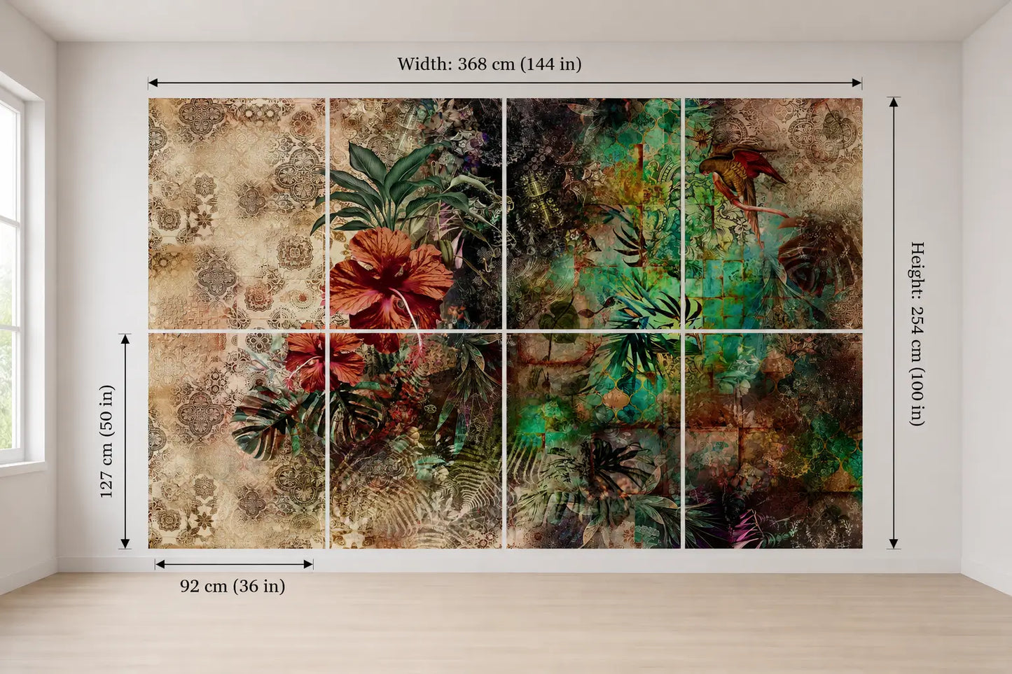 Indian Design Floral Abstract Photo Wallpaper (W x H) 368cm x 254cm (144" x 100")