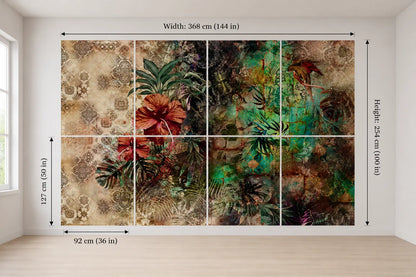 Indian Design Floral Abstract Photo Wallpaper (W x H) 368cm x 254cm (144" x 100")