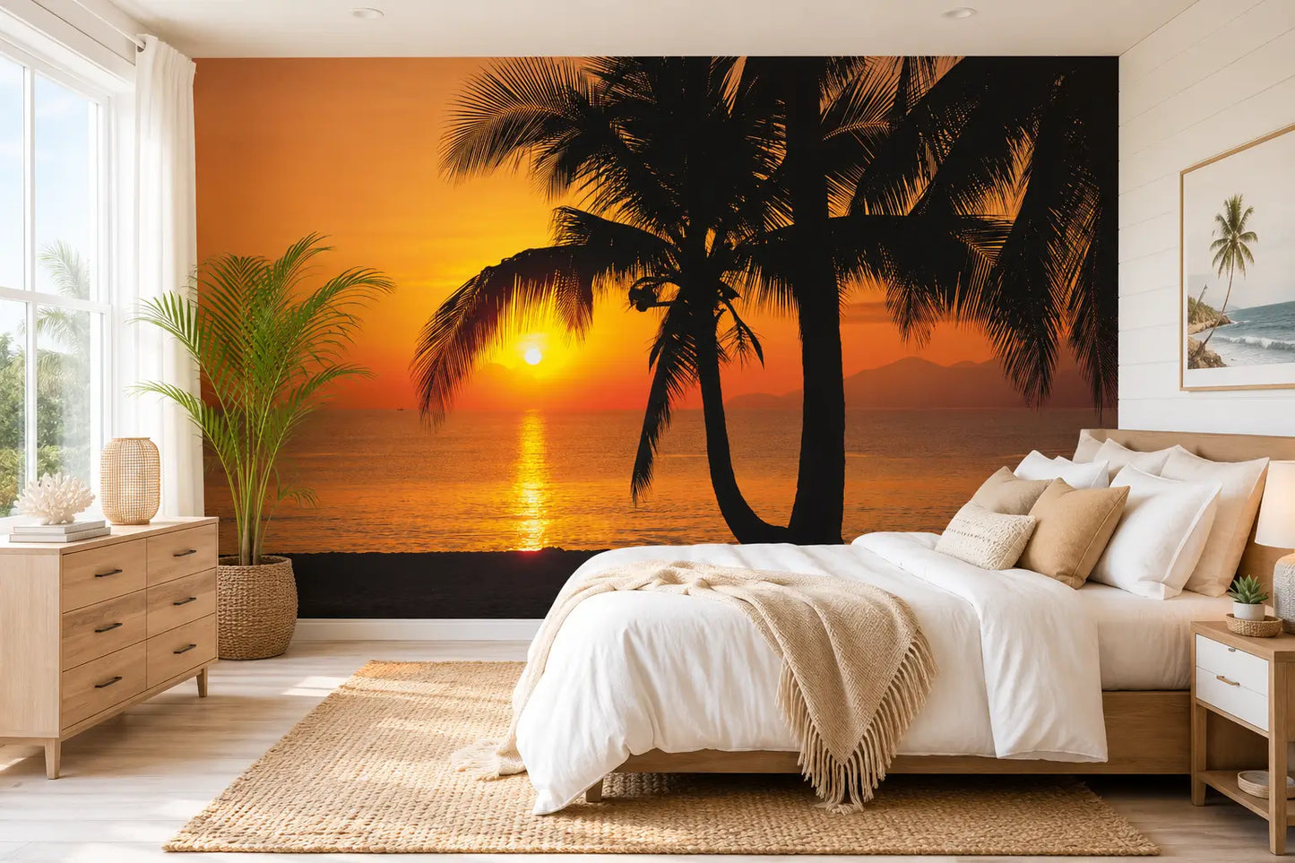 Palmy Beach Sunrise Photo Wallpaper (W x H) 368cm x 254cm (144" x 100")