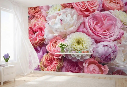 Vibrant Spring Pink Red Purple Flowers Photo Wallpaper (W x H) 368cm x 254cm (144" x 100")