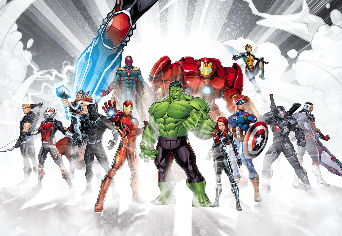 Marvel Avengers Cartoon White Teen Photo Wallpaper (W x H) 368cm x 254cm (144" x 100")