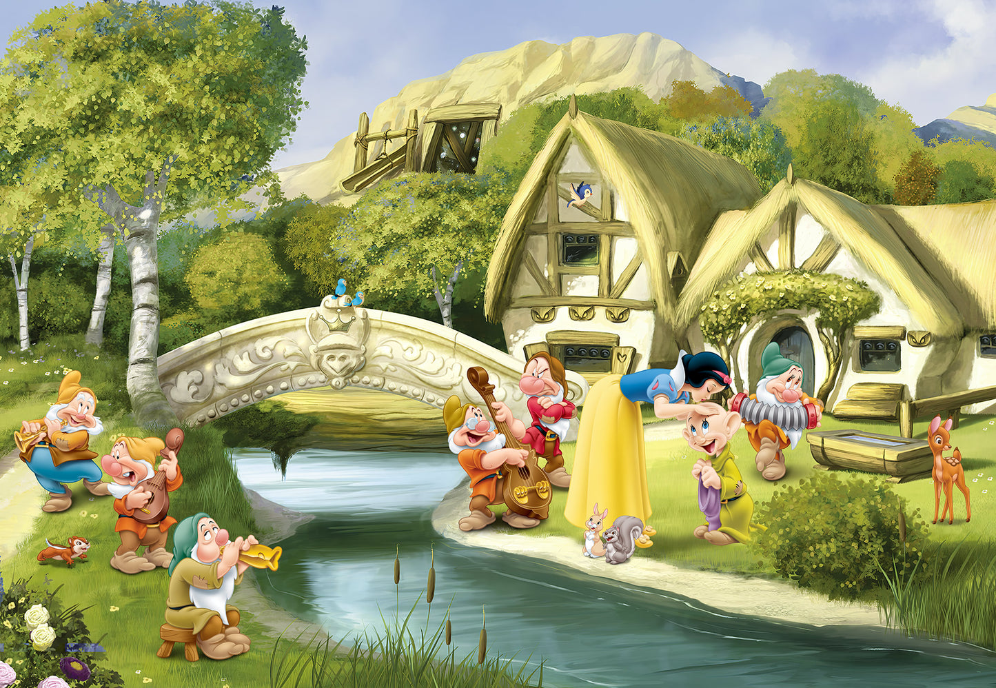 Disney Snow White Dwarf Village Photo Wallpaper (W x H) 368cm x 254cm (144" x 100")