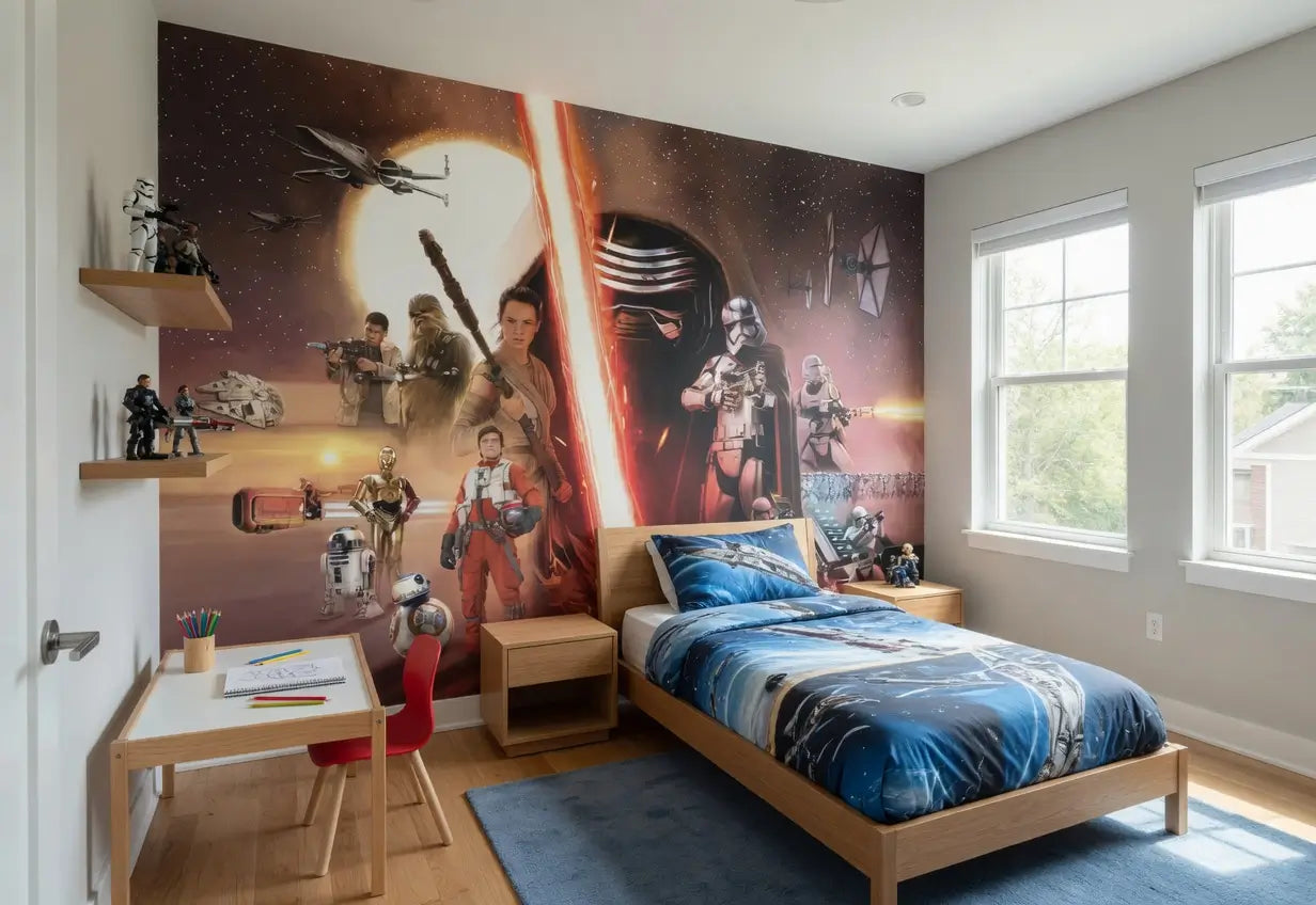 Star Wars characters Collage Red Teen Bedroom Photo Wallpaper (W x H) 368cm x 254cm (144" x 100")