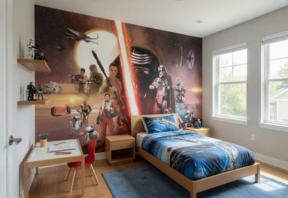 Star Wars characters Collage Red Teen Bedroom Photo Wallpaper (W x H) 368cm x 254cm (144" x 100")