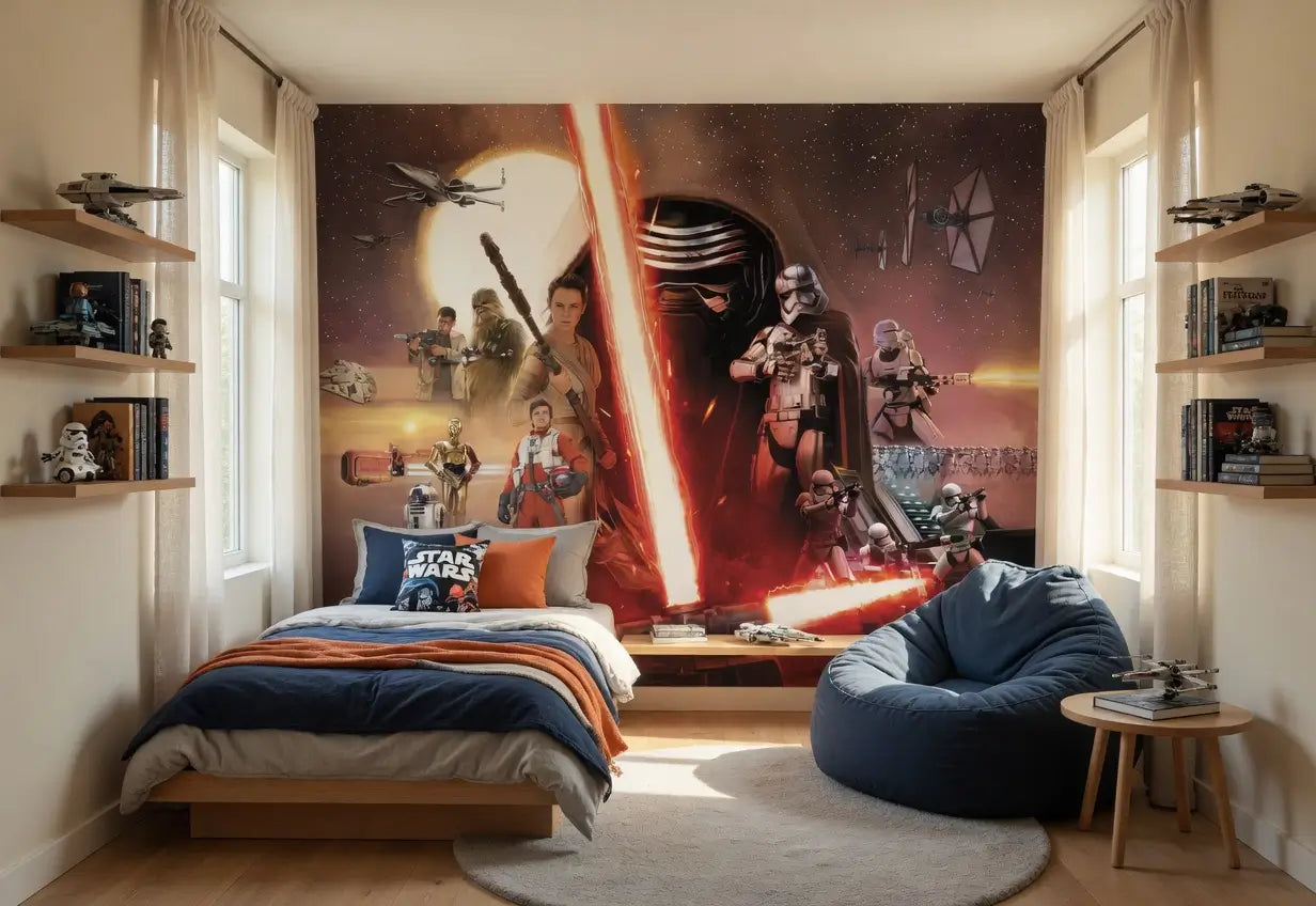 Star Wars characters Collage Red Teen Bedroom Photo Wallpaper (W x H) 368cm x 254cm (144" x 100")