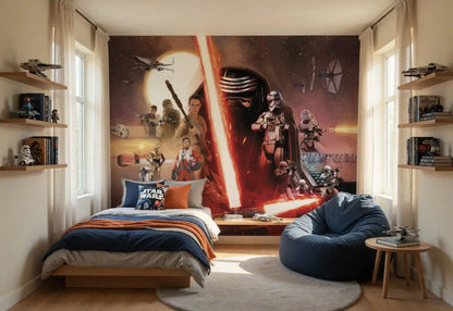Star Wars characters Collage Red Teen Bedroom Photo Wallpaper (W x H) 368cm x 254cm (144" x 100")