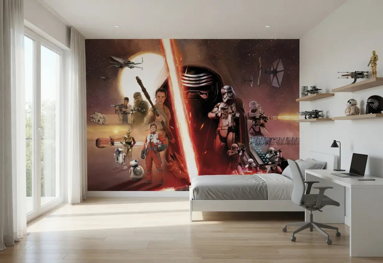 Star Wars characters Collage Red Teen Bedroom Photo Wallpaper (W x H) 368cm x 254cm (144" x 100")