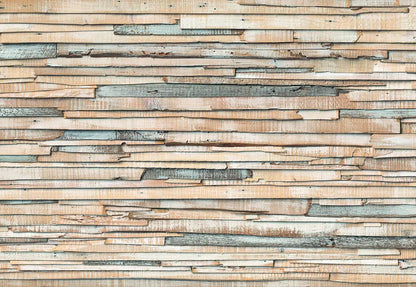 Whitewashed Natural Wooden Planks Imitation Photo Wallpaper 