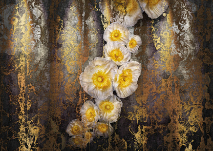 Gold and Copper Floral Pattern Photo Wallpaper (W x H) 368cm x 254cm (144" x 100")