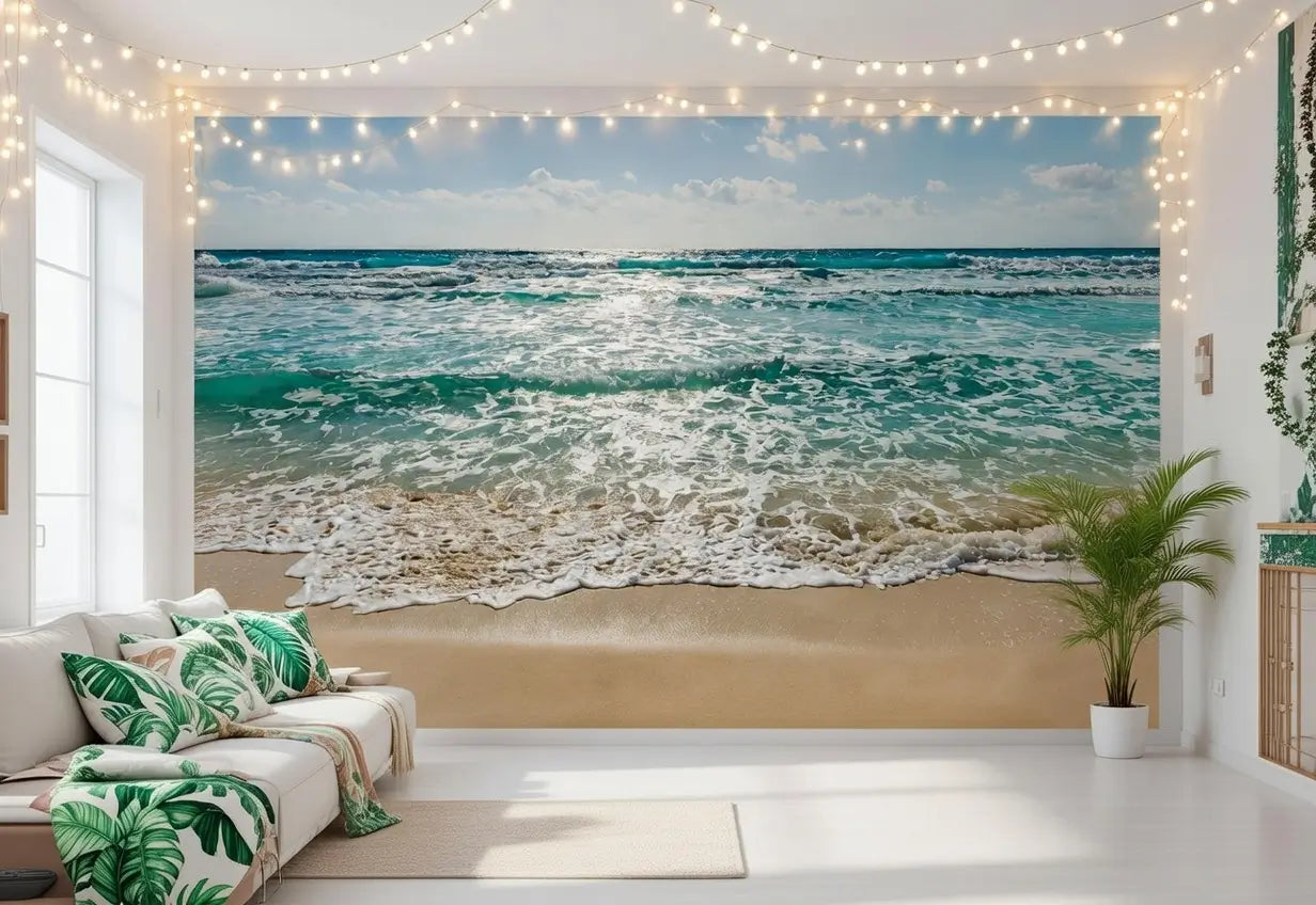 Seaside Beach and Ocean Blue Photo Wallpaper (W x H) 368cm x 254cm (144" x 100")