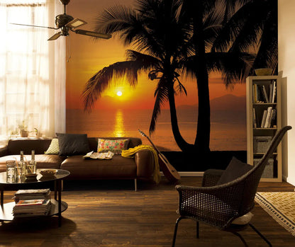 Palmy Beach Sunrise Photo Wallpaper (W x H) 368cm x 254cm (144" x 100")