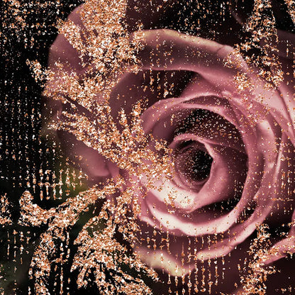 Dark Green Pink and Velvet Floral Photo Wallpaper closeup