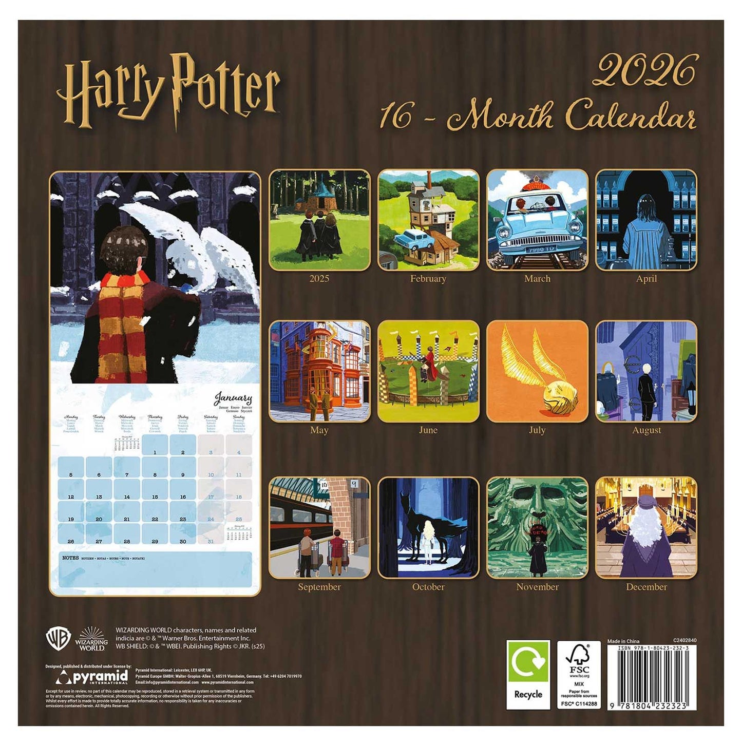 Harry Potter Animated 2026 SQUARE Calendar 30 x 30 cm | 11,8 x 11,8 in