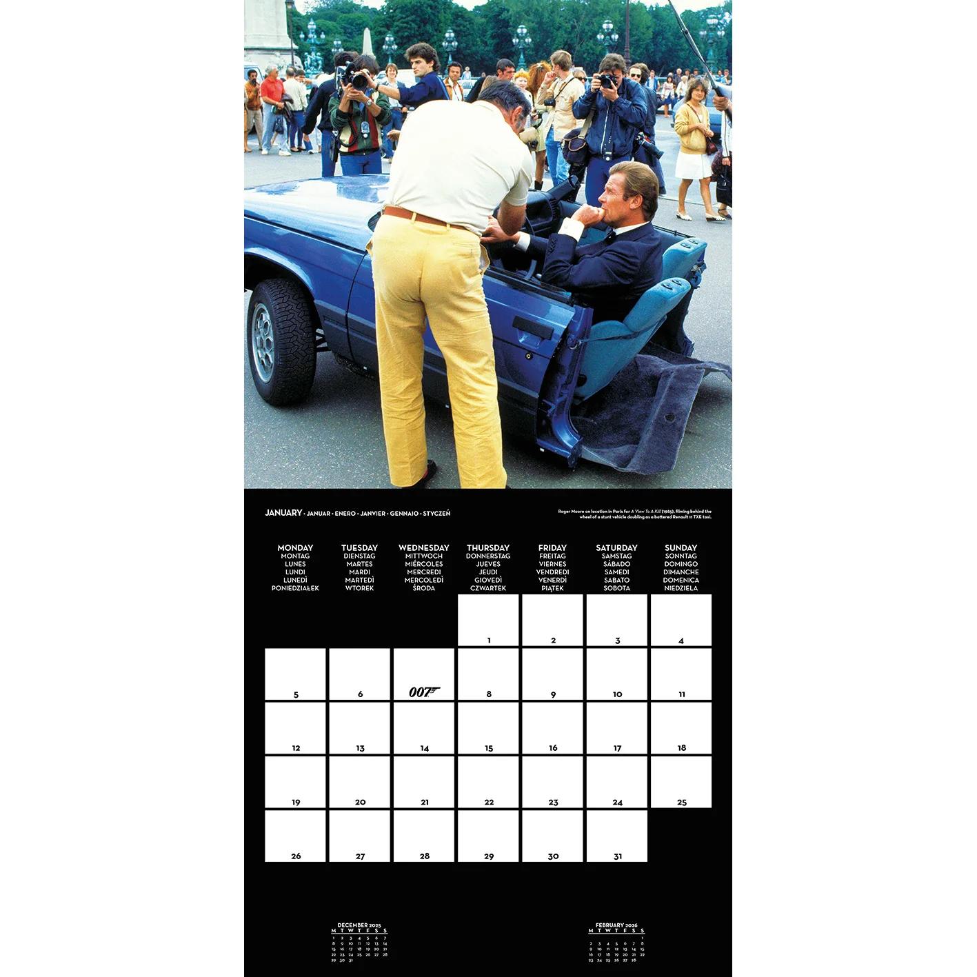 James Bond CARS 2026 SQUARE Calendar 30 x 30 cm | 11,8 x 11,8 in