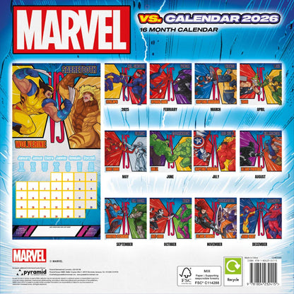 Marvel Characters 2026 SQUARE Calendar 30 x 30 cm | 11,8 x 11,8 in