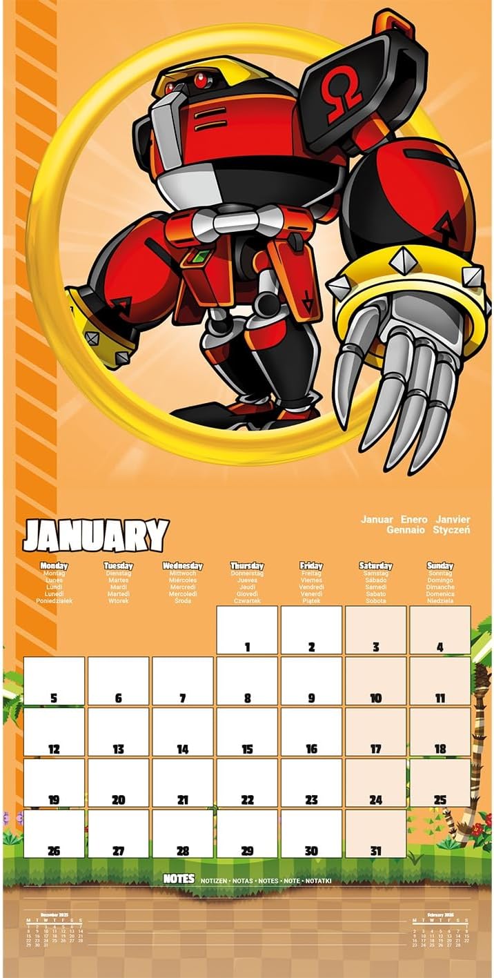 Sonic the Hedgehog 2026 Calendar 30 x 30 cm | 11,8 x 11,8 in