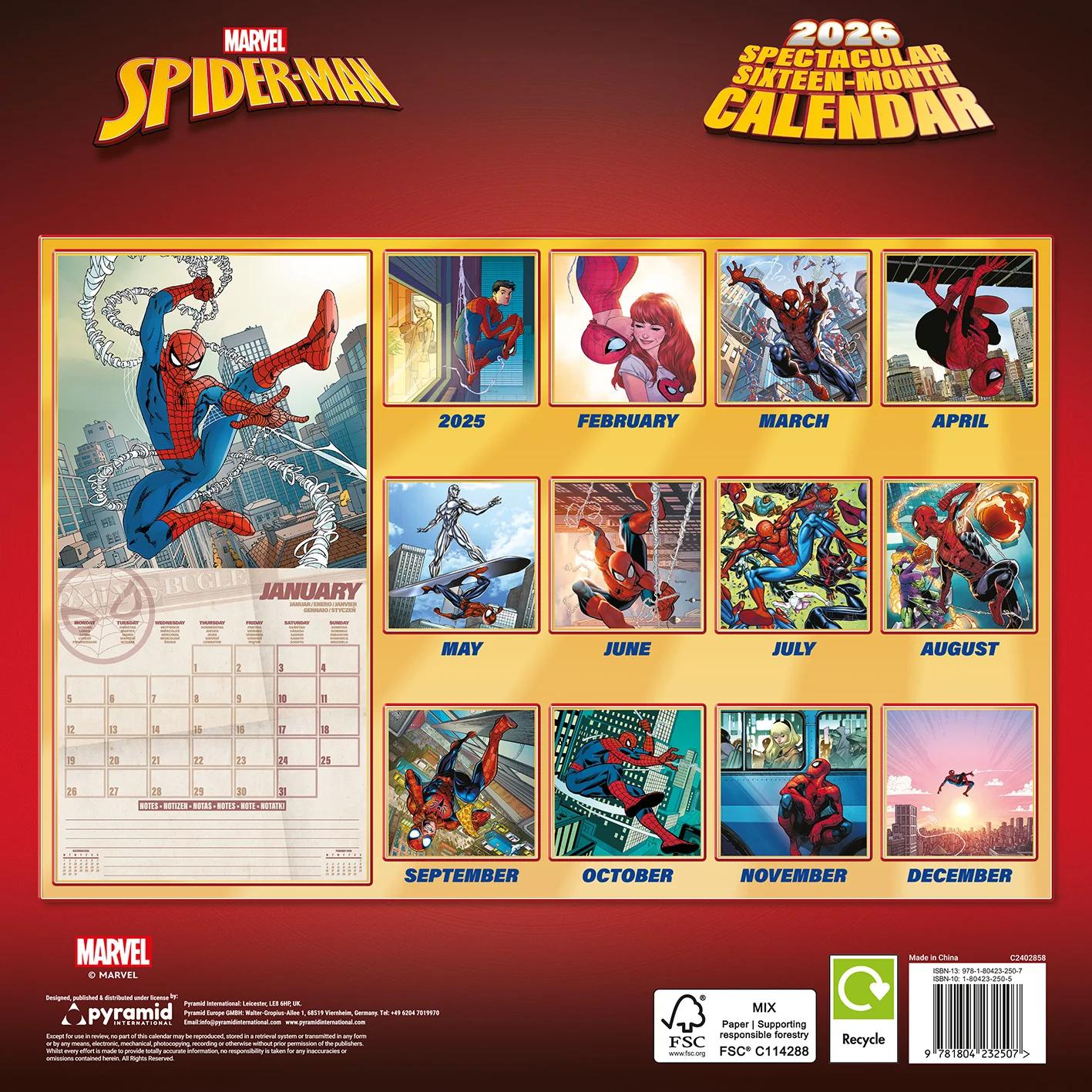 Spider-Man ANIMATED 2026 SQUARE Calendar 30 x 30 cm | 11,8 x 11,8 in