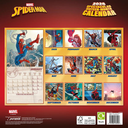 Spider-Man ANIMATED 2026 SQUARE Calendar 30 x 30 cm | 11,8 x 11,8 in