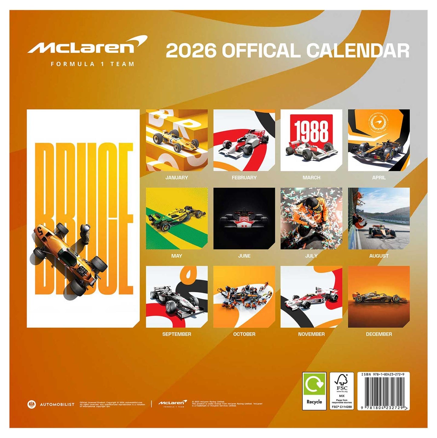 McLaren 2026 Wall Calendar 30 x 30 cm | 11,8 x 11,8 in
