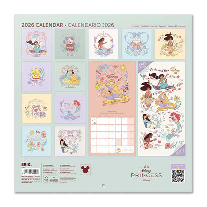 Disney Princesses Wall Calendar 30x30cm Girls Calendar 30 x 30 cm | 11,8 x 11,8 in
