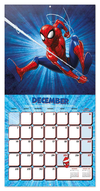 Marvel Spiderman Wall Calendar 30x30cm Teen and Kids Calendar 30 x 30 cm | 11,8 x 11,8 in