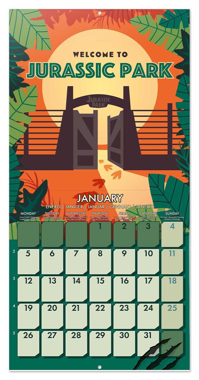 Jurassic Park Wall Calendar 30x30cm Kids and Adults Calendar 30 x 30 cm | 11,8 x 11,8 in