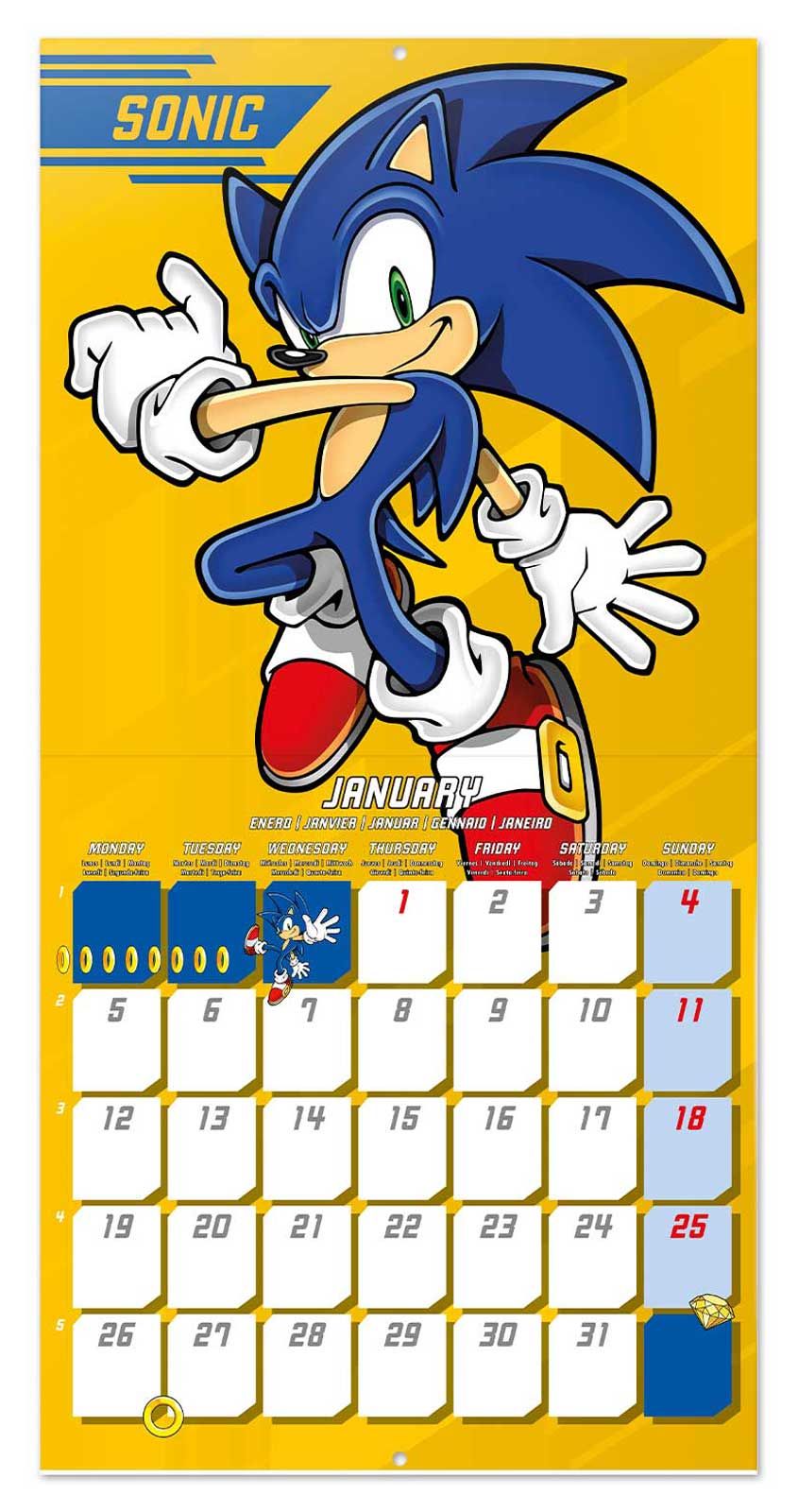 Sonic The Hedgehog Wall Calendar 30x30cm Kids Gamer Calendar 30 x 30 cm | 11,8 x 11,8 in