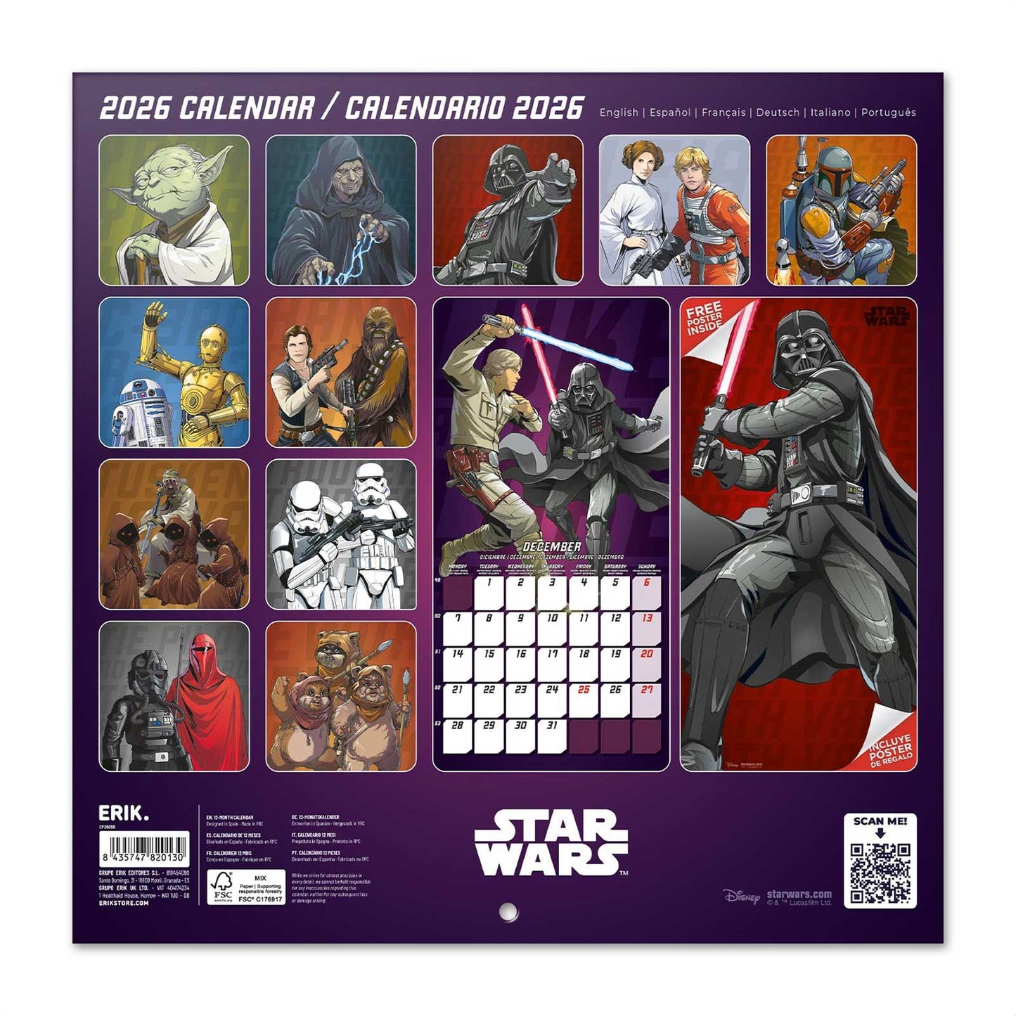 Star Wars Wall Calendar 30x30cm Calendar 30 x 30 cm | 11,8 x 11,8 in