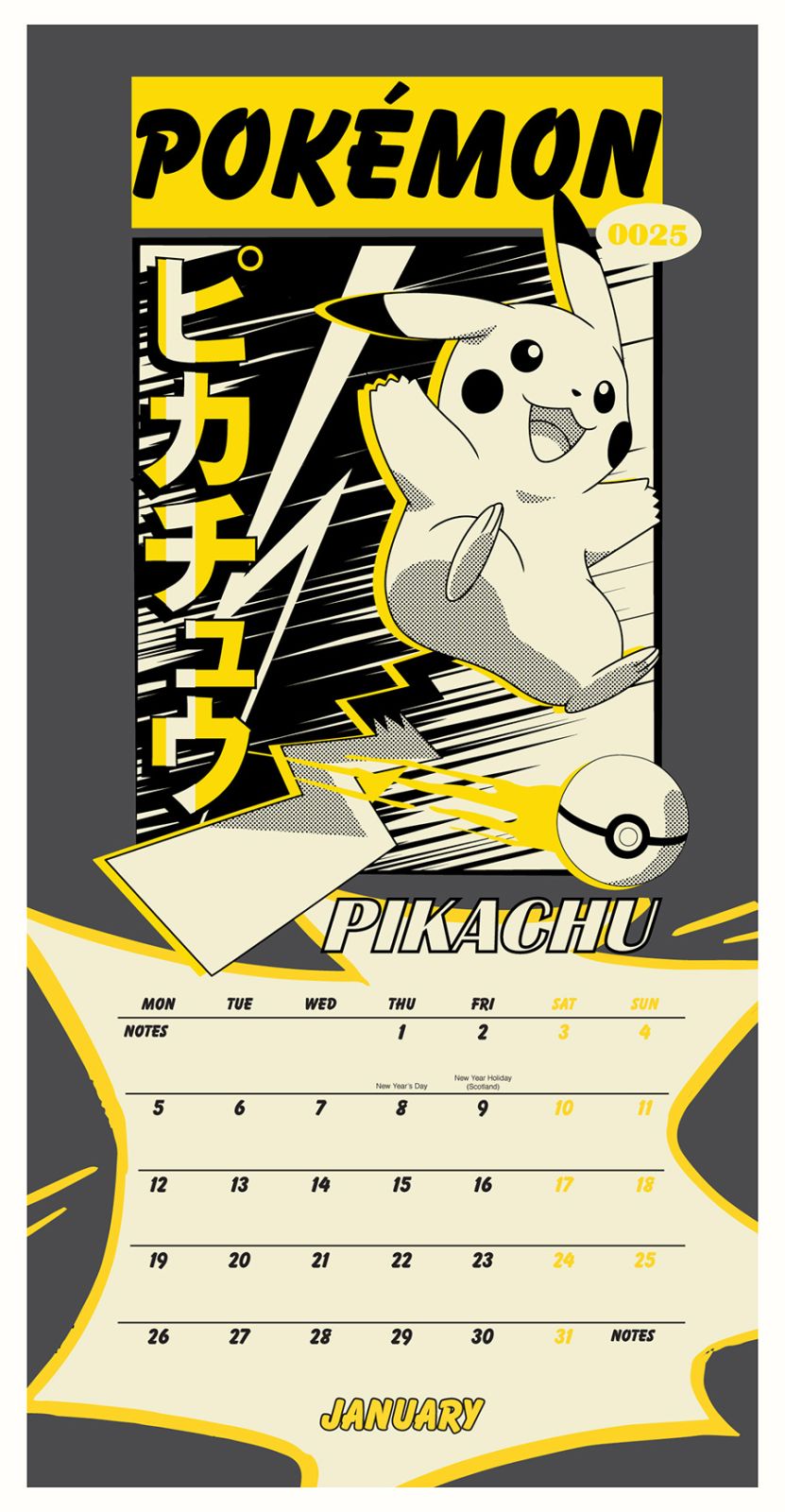 Pokemon Mini Calendar 18x18 cm Pikachu Calendar 18 x 18 cm