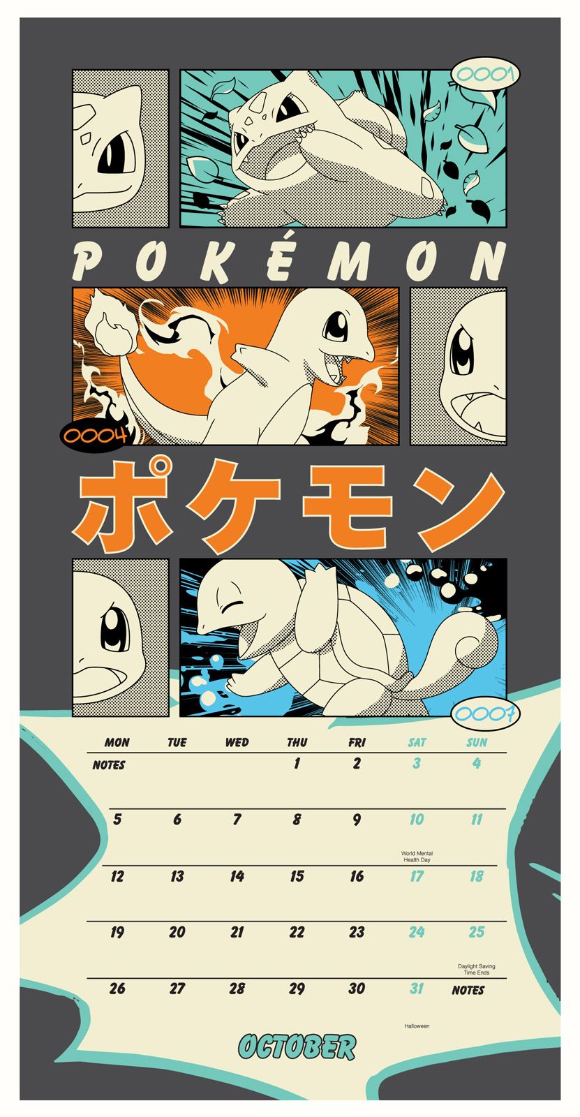 Pokemon Mini Calendar 18x18 cm Pikachu Calendar 18 x 18 cm